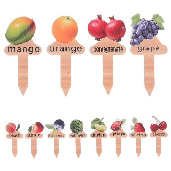 SEWOART 12Pcs Assorted Color Wooden Garden Stakes for Fruit Plant Labels Outdoor Use