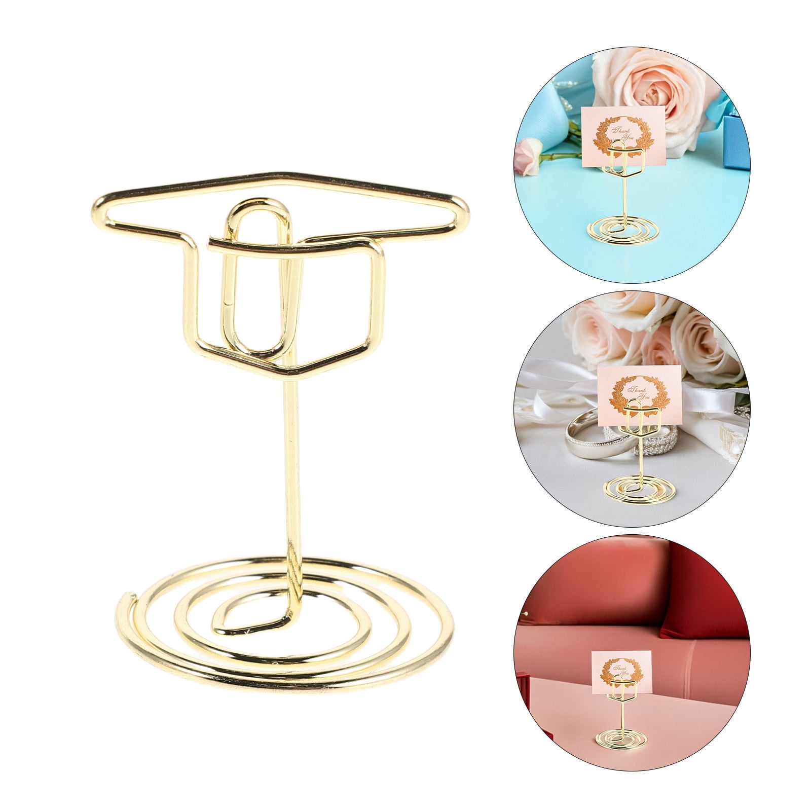 Metallic Note Stand SEWOART 12Pcs Grad Cap Table Card Holder Plated Gold Metal Note Clip ...