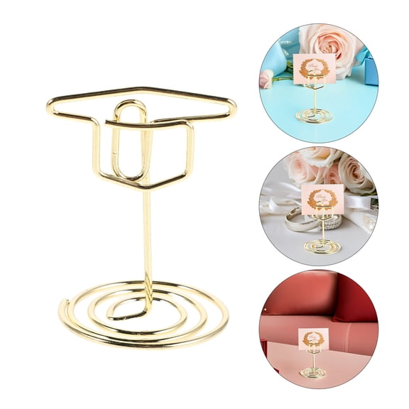 SEWOART 12Pcs Plated Gold Wire Card Holder Metal Tabletop Standing Clip for Notes Photos and Cards
