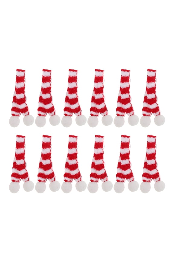 12Pcs Red Christmas Wine Bottle Cover Scarf Party Ornament for Xmas Celebration