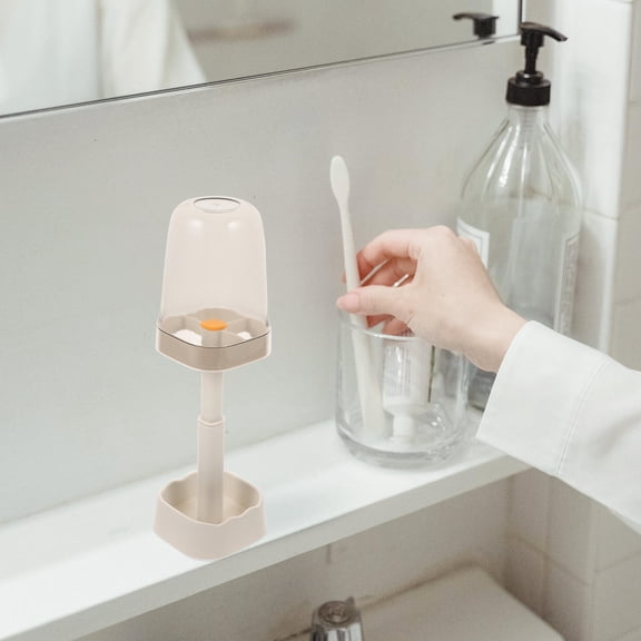 SEWOART Grey Portable Toothbrush Holder Case with Toothpaste Storage and Cup for Travel and Daily Use