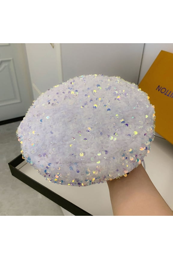 1Pc Fine Workmanship White Sequin Beret Fashion Winter Hat Clothes Accessory