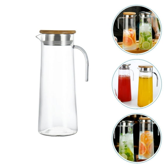 SEWOART Clear Acrylic Water Pitcher with Stainless Steel Lid for Home and Office