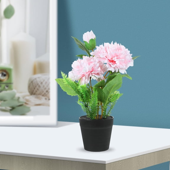 SEWOART Elegant Artificial Peony Flower in Pot Faux Plant Ornament for Restaurant and Event Decoration