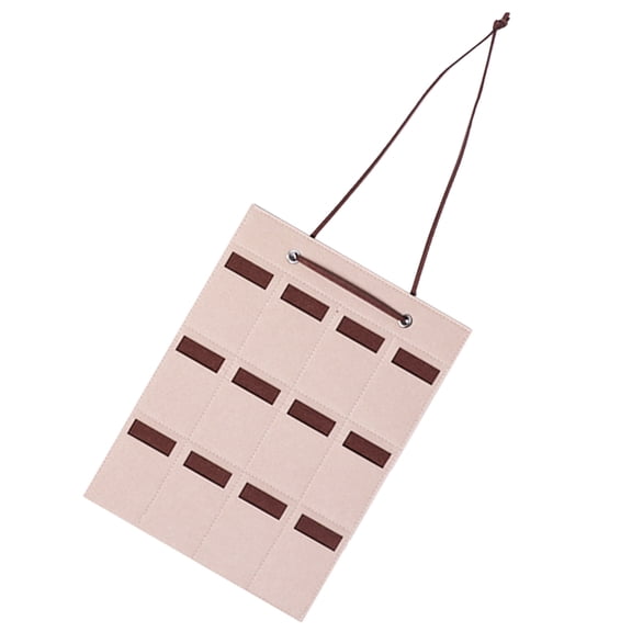 SEWOART Felt Sunglasses Organizer Hanging Bag Wall Mounted in Beige with Thickened Felt and Foldable Design