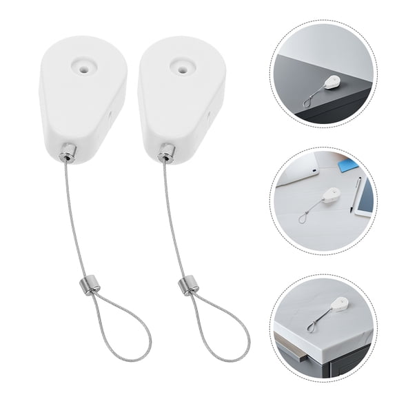 SEWOART 1Set White Retractable Security Cable Lock with Durable Steel Wire and Auto Retract