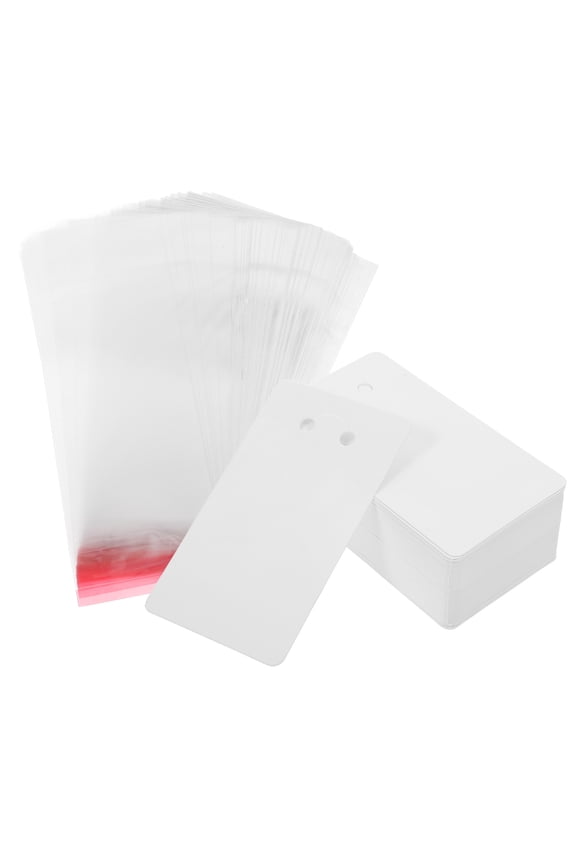 White Keychain Display Card Set with Self-Sealing Bag for Jewelry Packaging and Decorative Presentation