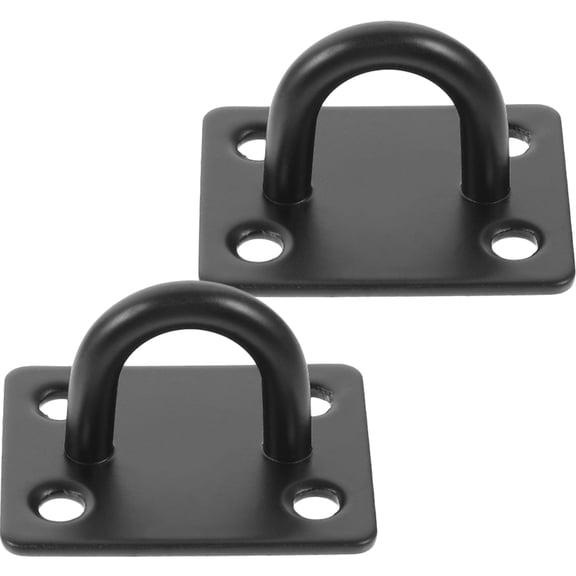 SEWOART 2-Pack Heavy Duty Stainless Steel Ceiling Hooks with Black U-Shaped Pad Eye Plates for Secure Hanging