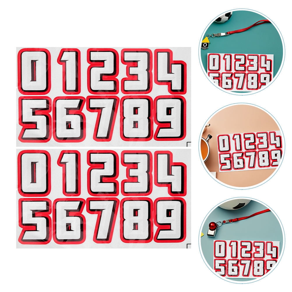 SEWOART 2 Sets of Decals Number Reflective Stickers Red for Athletes ...