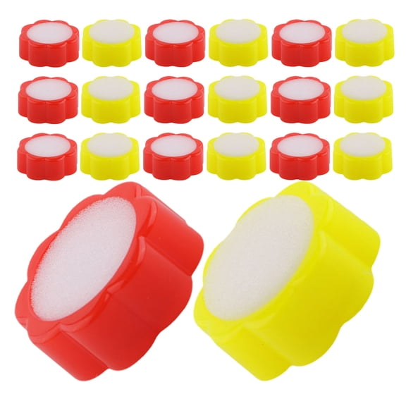SEWOART 20Pcs Finger Moistener for Sorting Paper with Assorted Colors Plum Blossom Shape Sponge Cup