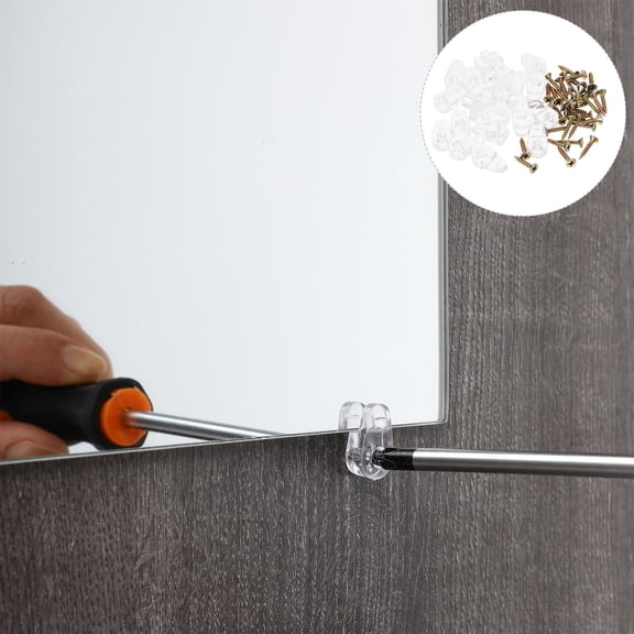 SEWOART 20Pcs Mirror Clips Glass for Secure Installation on Acrylic and Wood Panels