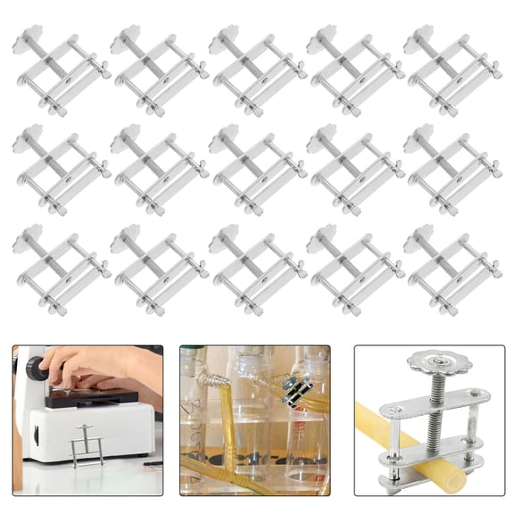SEWOART 20Pcs Plated Silver Adjustable Lab Flow Control Clamp Spring Water Stop Hose Pinch Valve