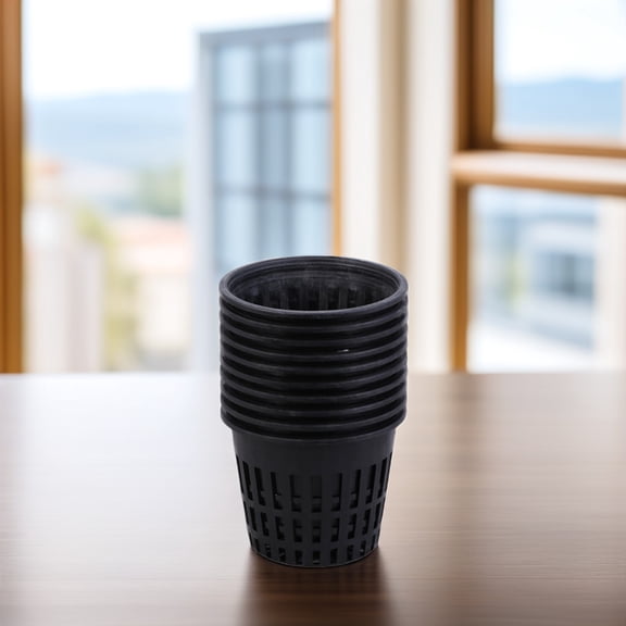 SEWOART 20Pcs Plastic Planting Net Cups Black for Soilless Culture and Home Gardening Storage
