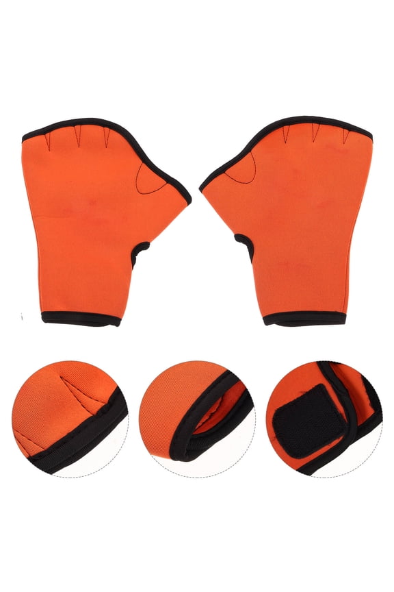 2-Pack Orange Swim Gloves Non- Comfortable Diving and Water Sports Accessories