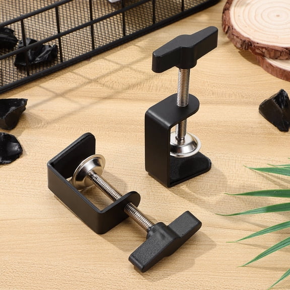 SEWOART 2Pcs Black Table Mounting C-Clamps Stainless Steel with Silicone Padding