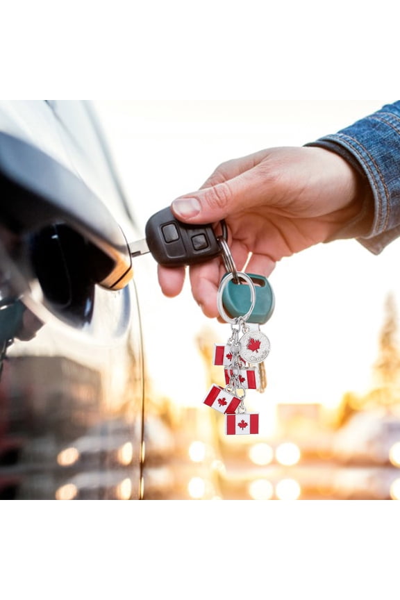 Maple Leaf Keychain Set, 2 Pieces Zinc Alloy Canadian Style Assorted Colors, and Stylish Accessories