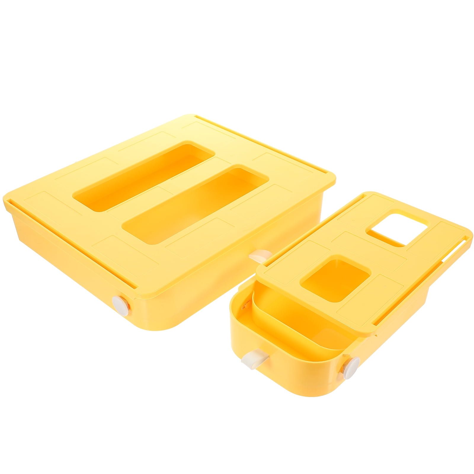 SEWOART 2Pcs Under Desk Hidden Drawer Storage Box in Yellow for Home Use with Easy Installation