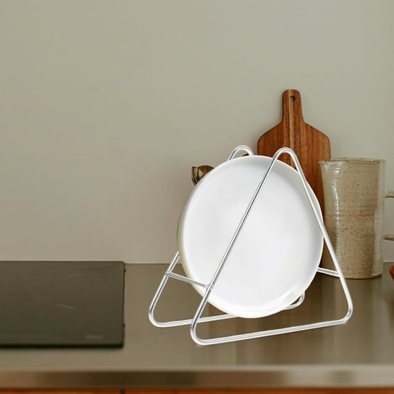 SEWOART 2Pcs Metal Dish Rack for Cabinet with Triangle Coaster Holder for Home Use Silver