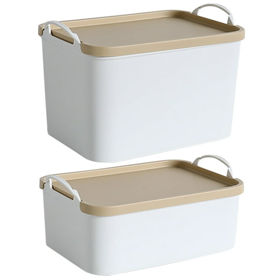 SEWOART 2Pcs White Desktop Storage Box Portable Convenient Organizing Container