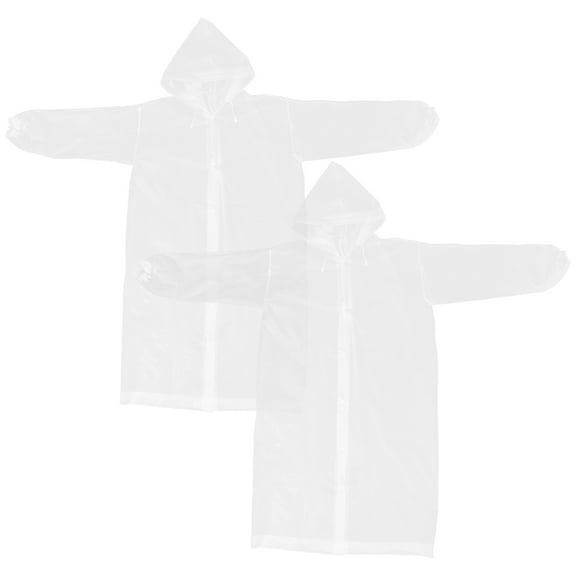 SEWOART 2Pcs Reusable Transparent Eva Raincoat with Hood for Outdoor Activities and Emergency Use