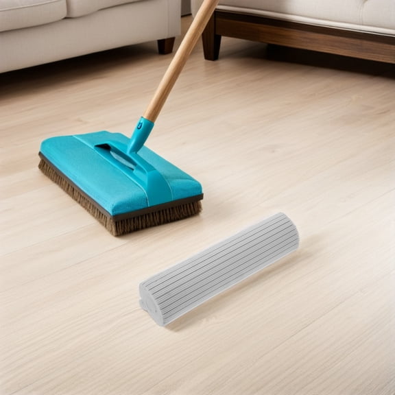 SEWOART 2Pcs Grey Absorbent Sponge Mop Refills Replacement Rolling Mop Head for Kitchen Bathroom Garage Floors