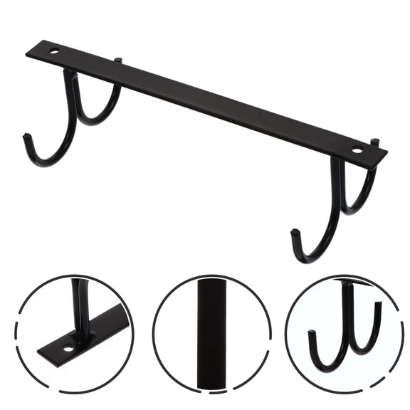 SEWOART 2Pcs Home Use Iron Cup Hooks with Screws for Kitchen Storage Hanging Black