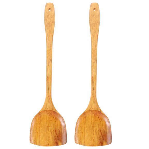 SEWOART 2Pcs Cooking Utensil Wood ula Set Khaki Color Non Deforming and Easy to Maintain for Kitchen
