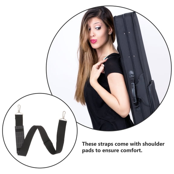 SEWOART Adjustable Violin Storage Bag Strap Black Metal Ends Dirt Resistant 2Pcs