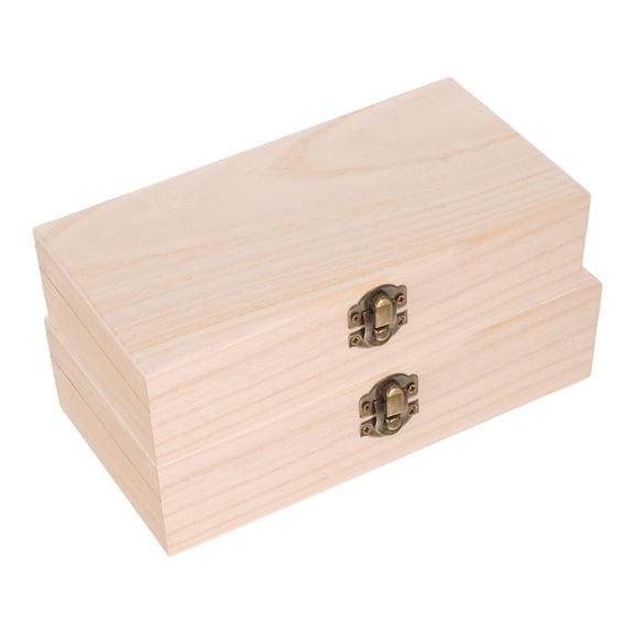 SEWOART 2Pcs Portable Wooden Boxes with Smooth Surface for DIY Decoration