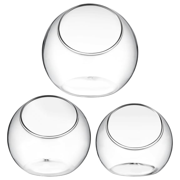 SEWOART 3-Pack Clear Glass Terrarium Bowls with Beveled Openings for Home Decor and Storage