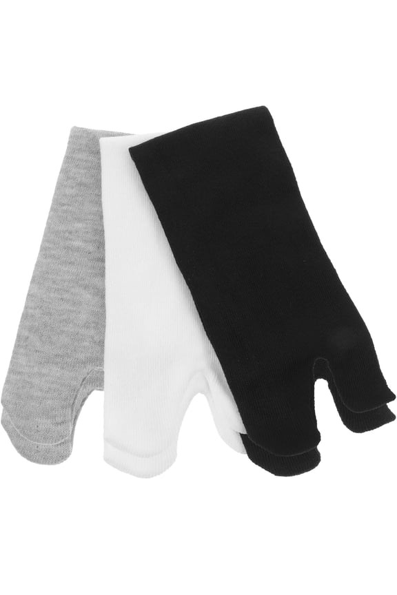 3Pairs Polyester Cotton Tabi Toe Socks Comfortable Fit with Sweat Absorption