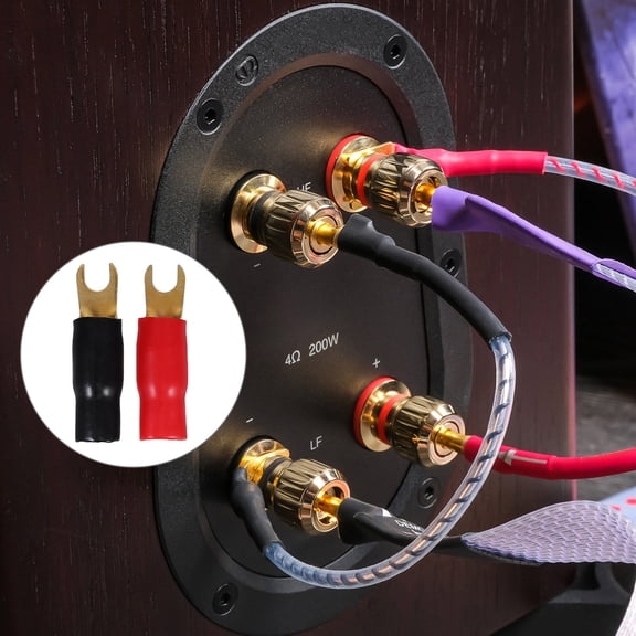 SEWOART 3Pairs 0 Gauge Crimp Terminals with Copper Fork Connectors for Speaker Wire Connection