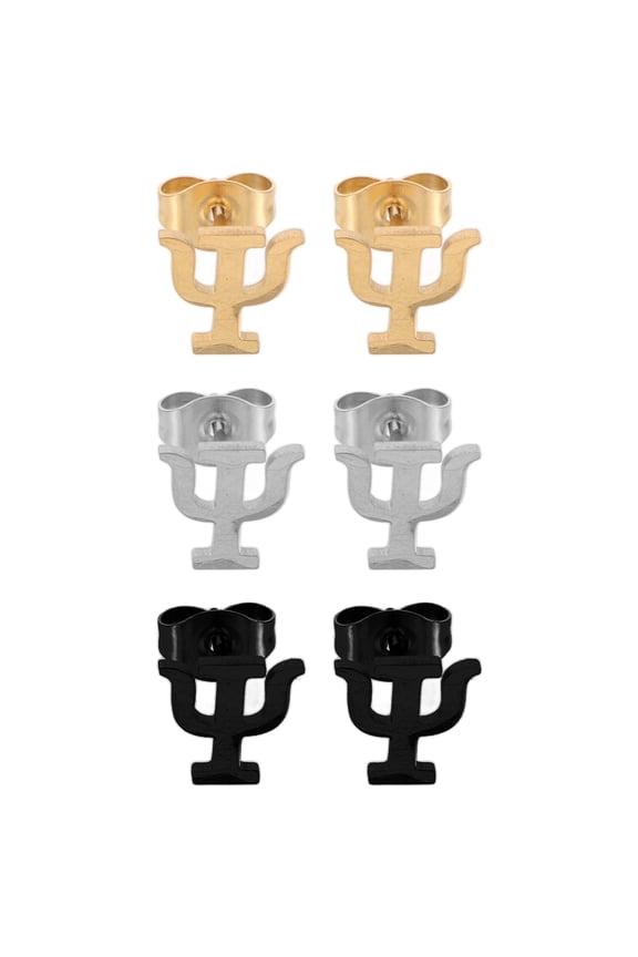 3Pairs Greek Letter Earrings Stainless Steel Math Symbol Studs Vintage Charm Jewelry