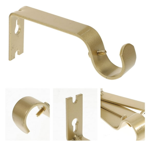 SEWOART 3Pcs Adjustable Curtain Rod Support Brackets Golden Iron for Outside Mounted Window Blinds