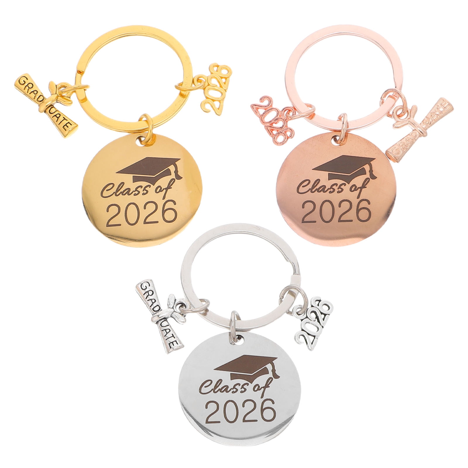 SEWOART 3Pcs Stainless Steel Graduation Keychains Class of 2026 ...