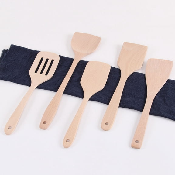 SEWOART 3Pcs Khaki Wooden Turner Set Cooking Safe on Nonstick Cookware