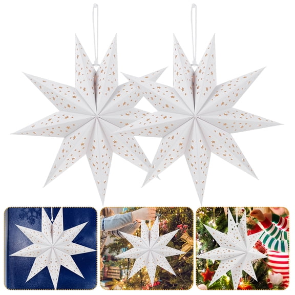 SEWOART 3Pcs White Paper Star Lantern Covers for Home Decorative Festival Lighting