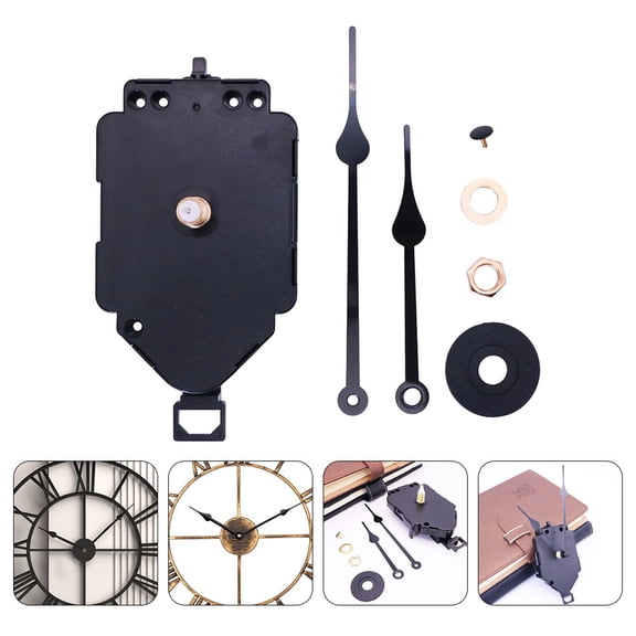 SEWOART Clock Movement Kit in Black, Metal and Plastic Construction, Ideal for Clock Repair and Replacement, 1 Set