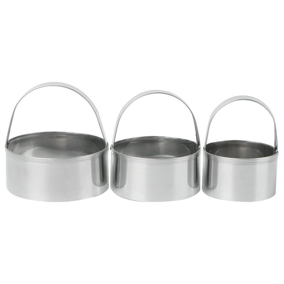 SEWOART 3Pcs Round Stainless Steel Biscuit Molds with Handle Dishwasher Safe Baking Tools