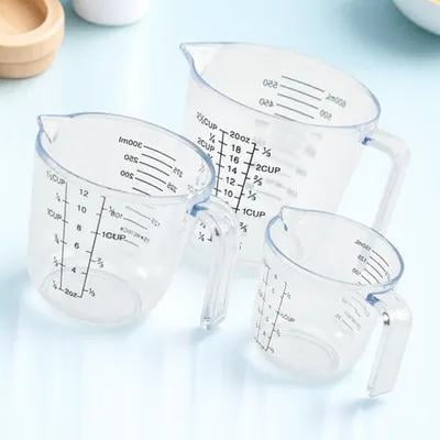 SEWOART Clear PP Measuring Cups Transparent for Home Baking and Cooking 3Pcs
