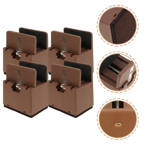 SEWOART 4pcs Heighten Furniture Riser Platform Bed Riser Steel Brown Scratch Protection Homeowners