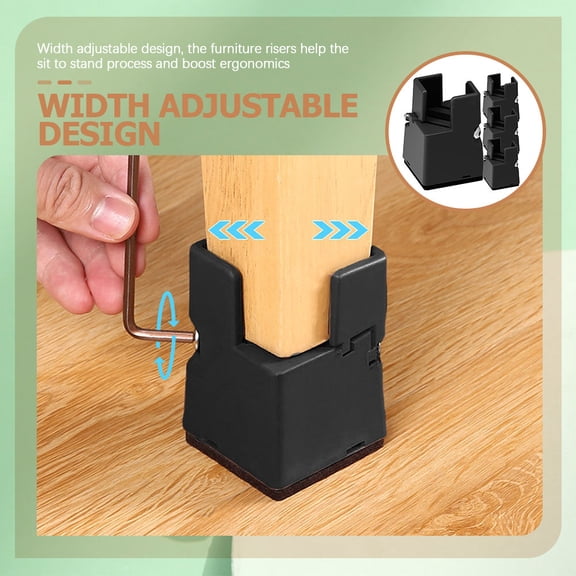 SEWOART 4Pcs Black Adjustable Bed Risers for Home Furniture Stable and Rust Proof
