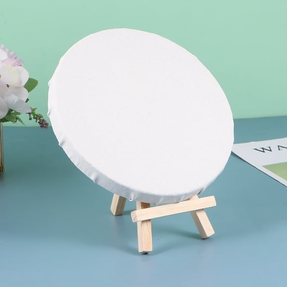 SEWOART 4Pcs Small Round DIY Canvas Panels Set Suitable for Oils Acrylics Tempera Painting Projects