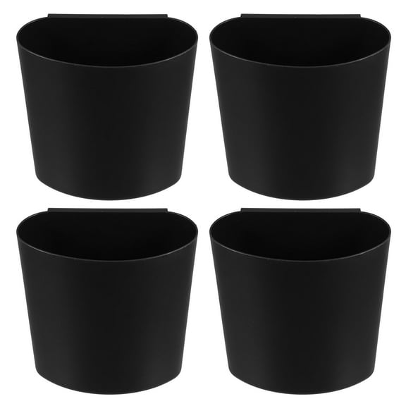 SEWOART 4-Pack Black Plastic Hanging Trash Bins and Storage Baskets for Rolling Carts, Space-Saving Organizers and Containers
