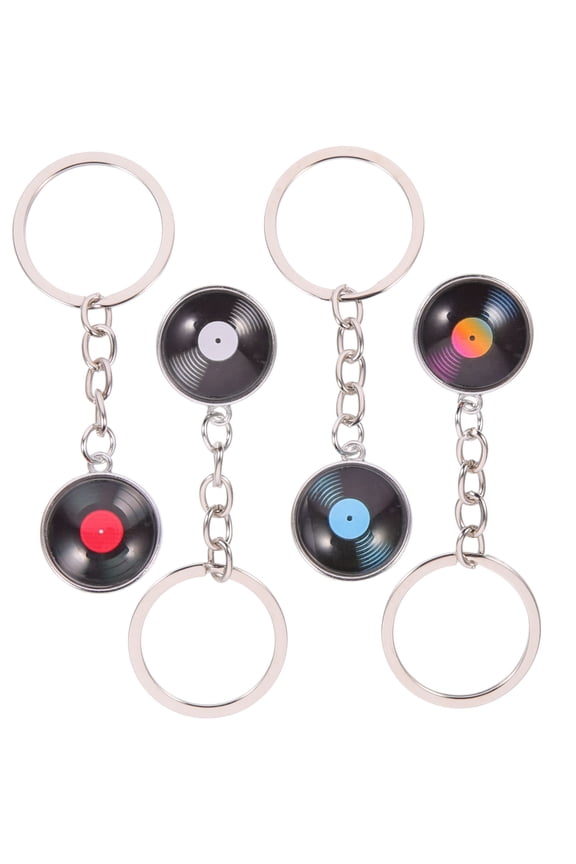 Metal Vinyl Record Keyring Assorted Color for Bag Decoration