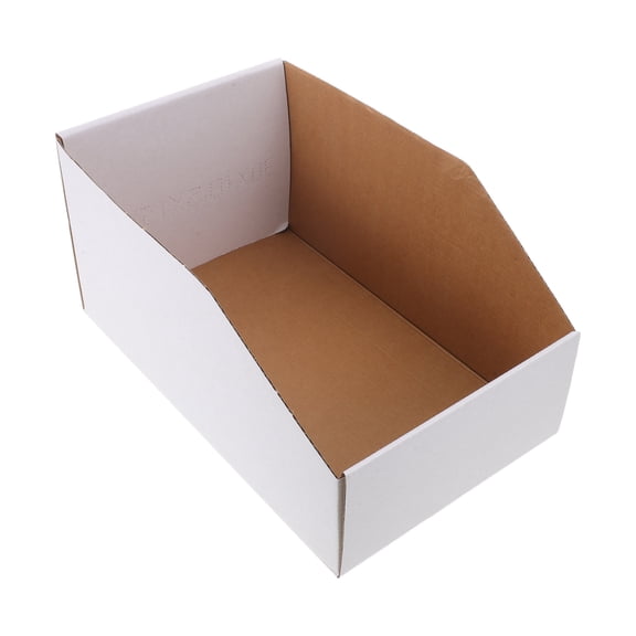 SEWOART 4Pcs Heavy Duty White Cardboard Storage Organizer Bins for Shelf and Rack Use