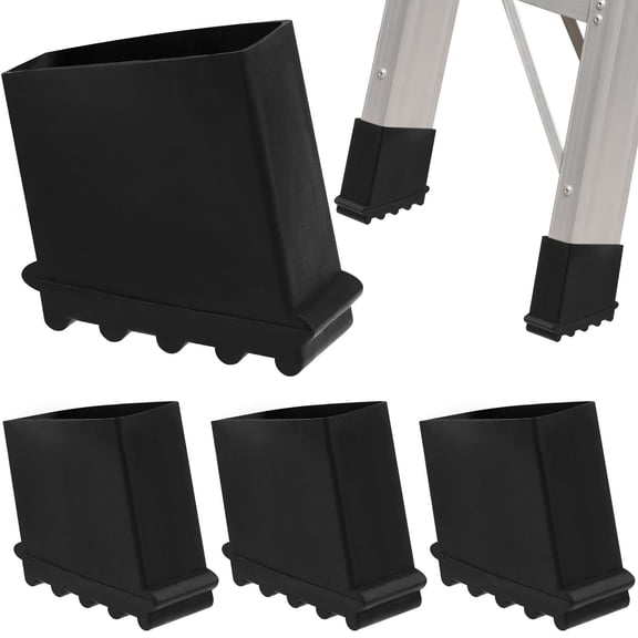 SEWOART 4Pcs Durable Rubber Ladder Feet Covers Black Thick Ladder Leg Caps with Non Slip Texture