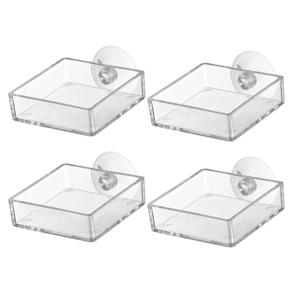 SEWOART 4pcs Fish Tank Feeding Tray Acrylic Suction Cup Mounting Easy Cleaning for Aquarium Use