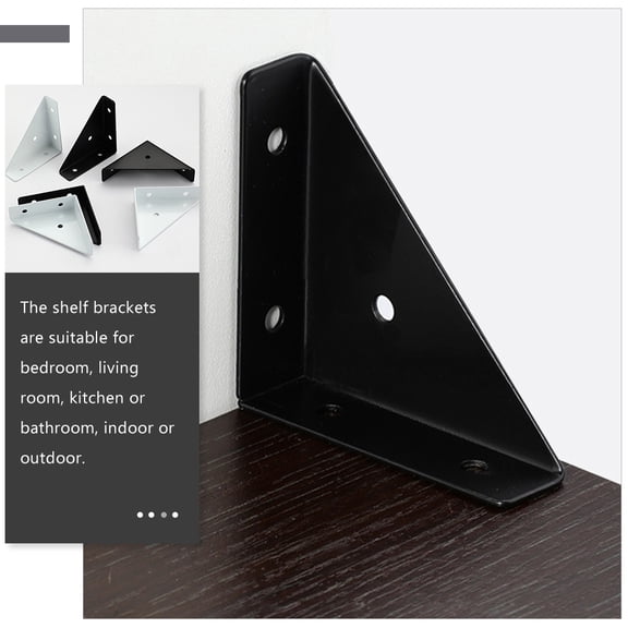 SEWOART 4Pcs Black Angle Brackets for Cabinet Triangular Corner Braces with Rust Resistant Finish