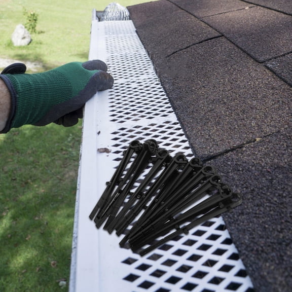 SEWOART 50Pcs Black Plastic Gutter Securing Clips Gutter Leaf Guard Fixing Clips for Roof